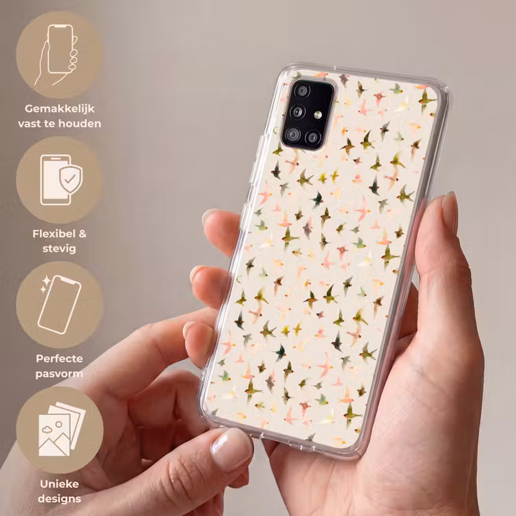 Vogels - Vliegen - Kleurrijk Telefoonhoesje Samsung Galaxy A51 5G klein 373 -sfeer3_NL