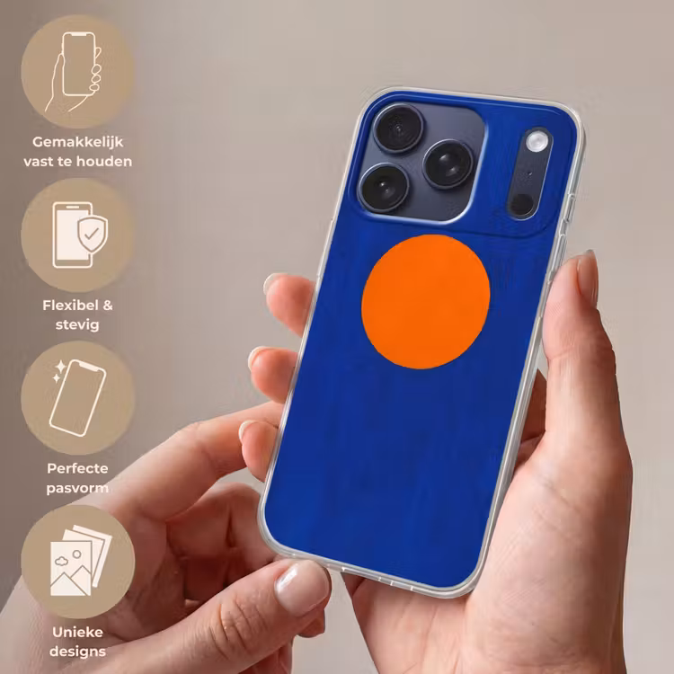 Vorm - Rond - Minimalistisch - Blauw Telefoonhoesje iPhone 17 Pro klein -sfeer3_NL