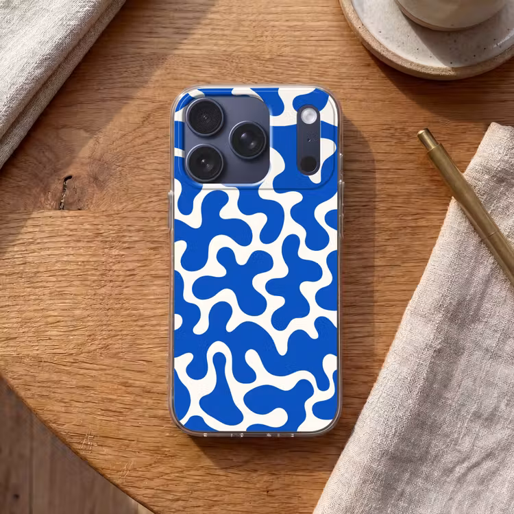 Vormen - Abstract - Blauw - Golven Telefoonhoesje iPhone 17 Pro klein -sfeer1