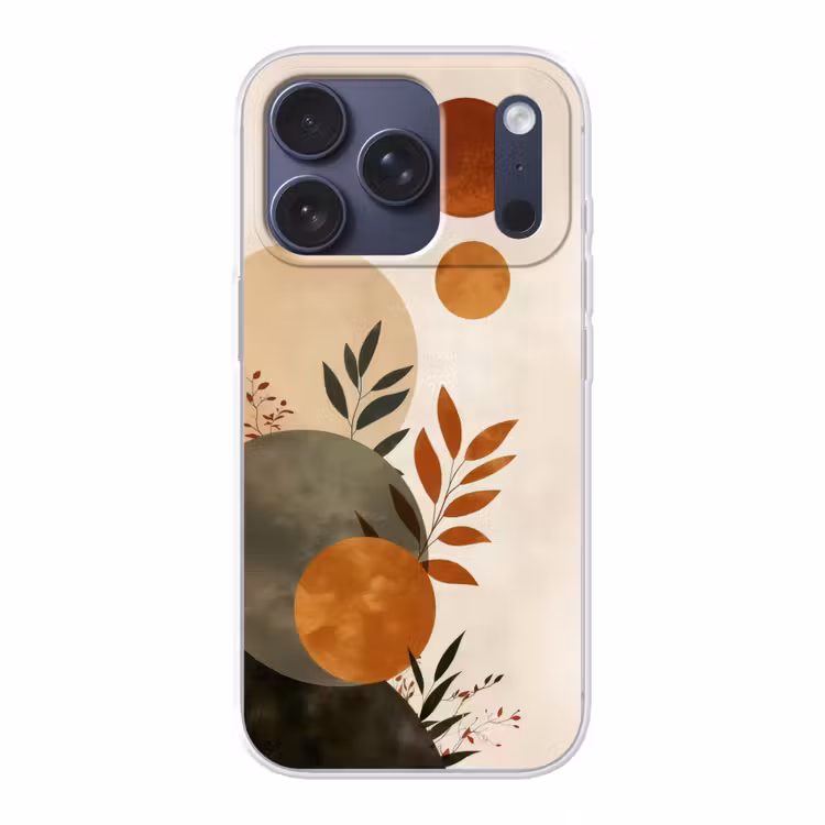 Vormen - Rond - Bladeren - Beige Telefoonhoesje iPhone 17 Pro klein -3d