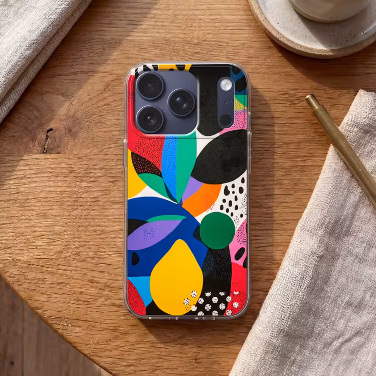 Vormen - Stippen - Kleurrijk Telefoonhoesje iPhone 17 Pro klein -sfeer1
