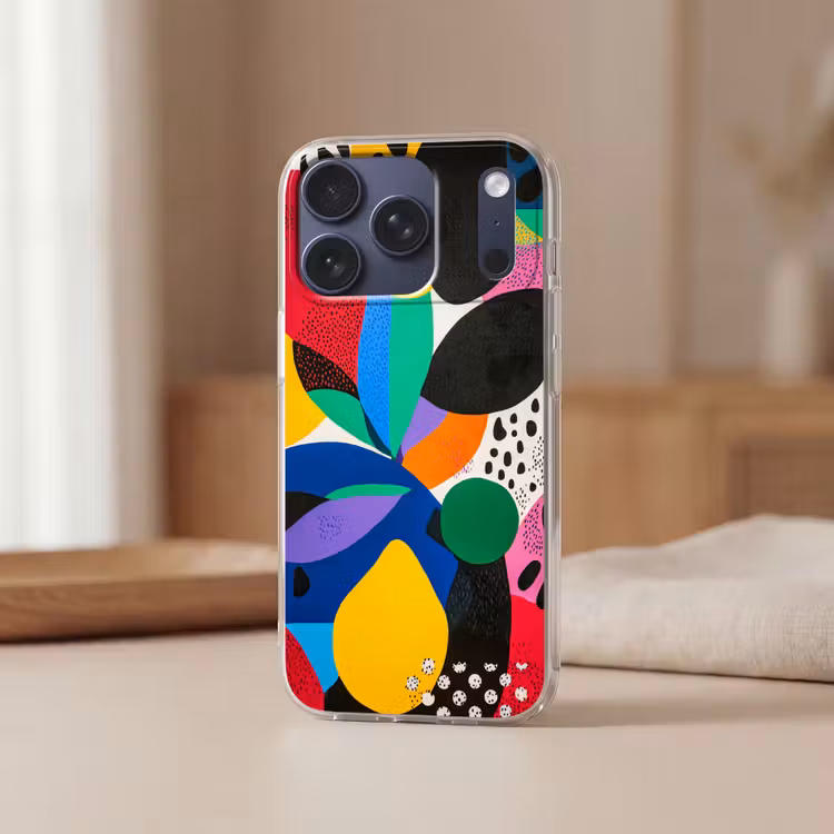 Vormen - Stippen - Kleurrijk Telefoonhoesje iPhone 17 Pro klein -sfeer2