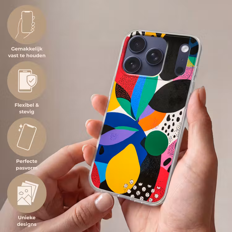 Vormen - Stippen - Kleurrijk Telefoonhoesje iPhone 17 Pro klein -sfeer3_NL