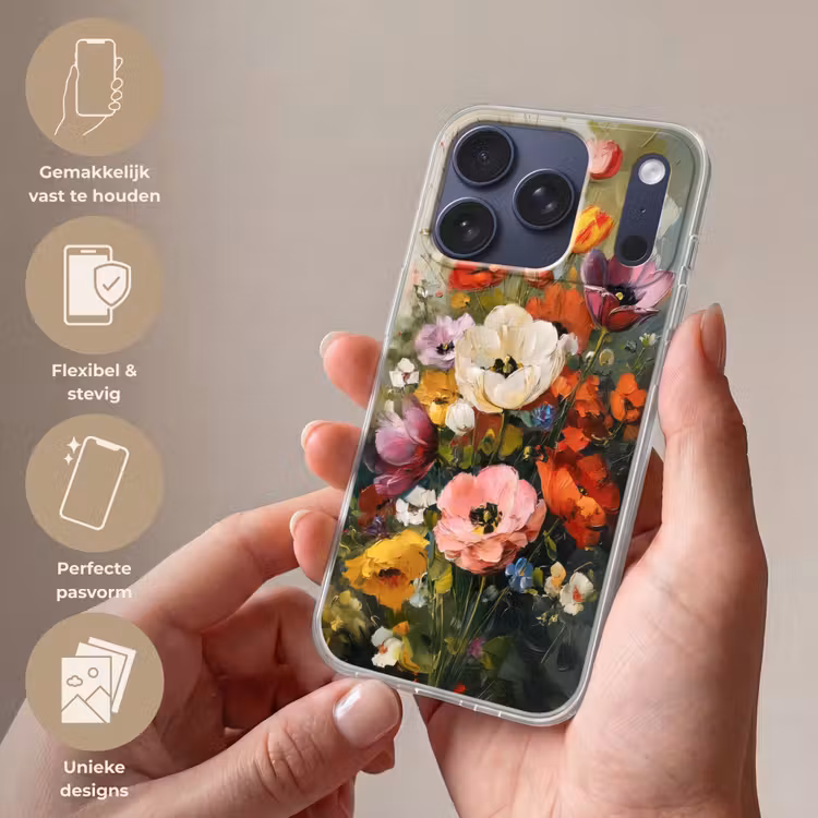 Vrolijk boeket - Dynamisch - Subtiele kleurspatten Telefoonhoesje iPhone 17 Pro klein -sfeer3_NL