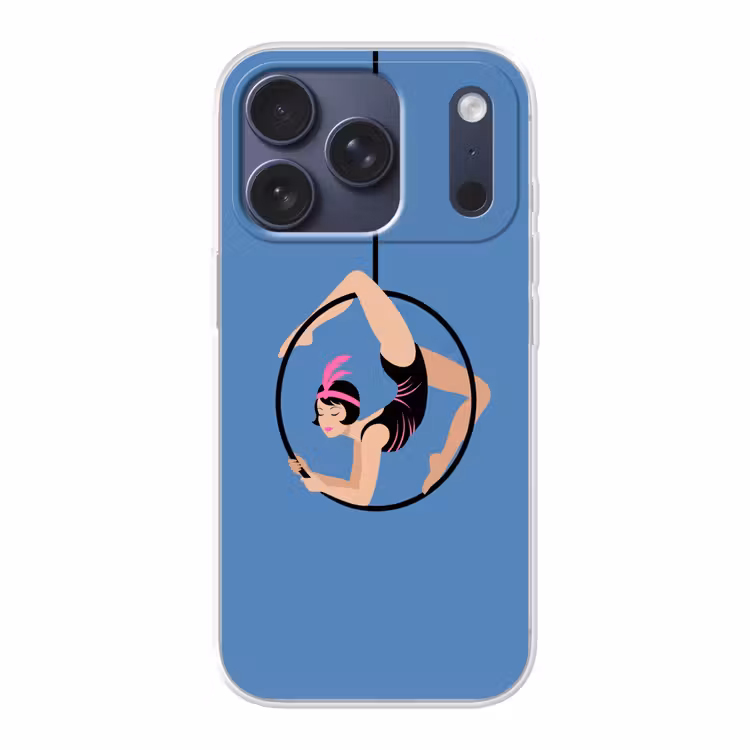 Vrouw - Aerial hoop - Art deco - Illustratie - Blauw Telefoonhoesje iPhone 17 Pro klein -3d