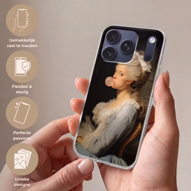 Vrouw - Barokjurk - Kauwgom Telefoonhoesje iPhone 17 Pro klein -sfeer3_NL