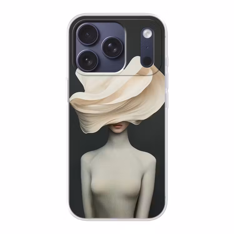 Vrouw - Beige - hoed Telefoonhoesje iPhone 17 Pro klein -3d
