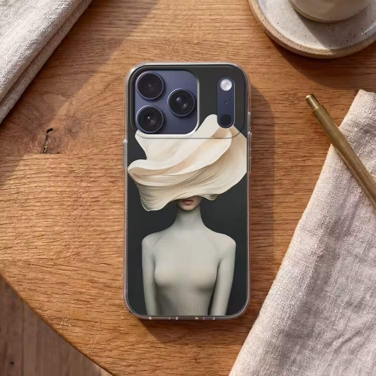 Vrouw - Beige - hoed Telefoonhoesje iPhone 17 Pro klein -sfeer1