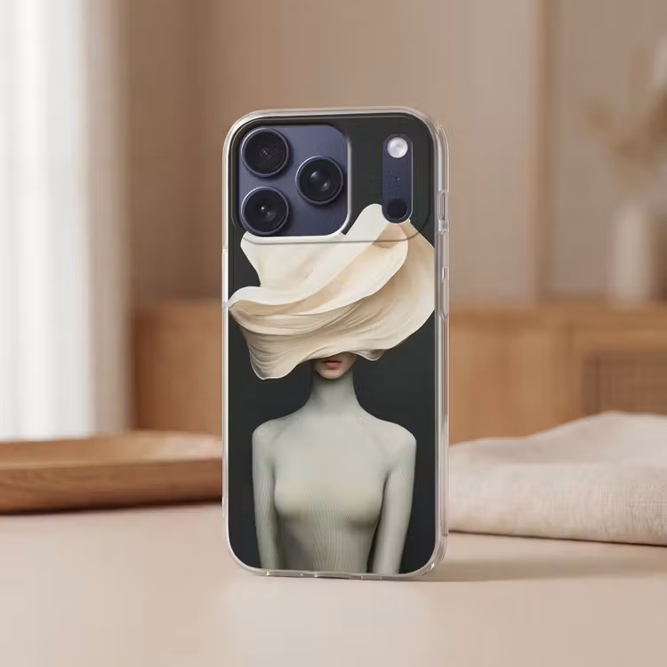 Vrouw - Beige - hoed Telefoonhoesje iPhone 17 Pro klein -sfeer2