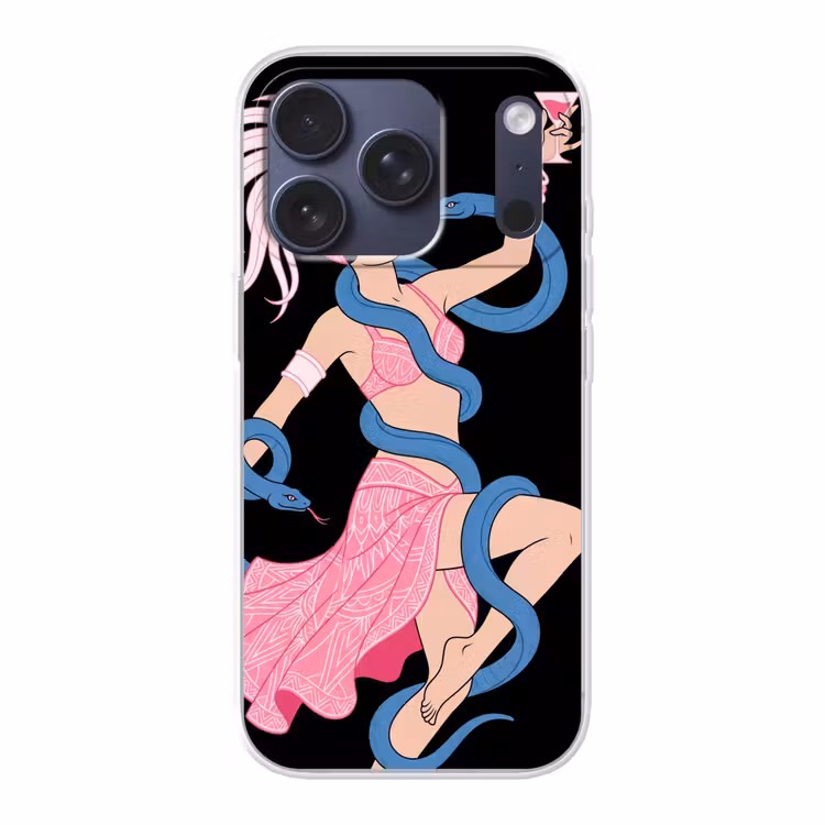 Vrouw - Danseres - Slangen - Art Deco - Roze Telefoonhoesje iPhone 17 Pro klein -3d