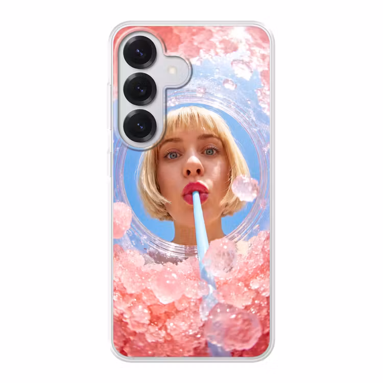 Vrouw - Drank - Zomer - Roze - Blauw Telefoonhoesje Samsung Galaxy S26 klein -3d