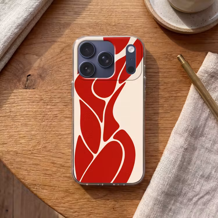 Vrouw - Figuur - Abstract - Modern - Rood Telefoonhoesje iPhone 17 Pro klein -sfeer1