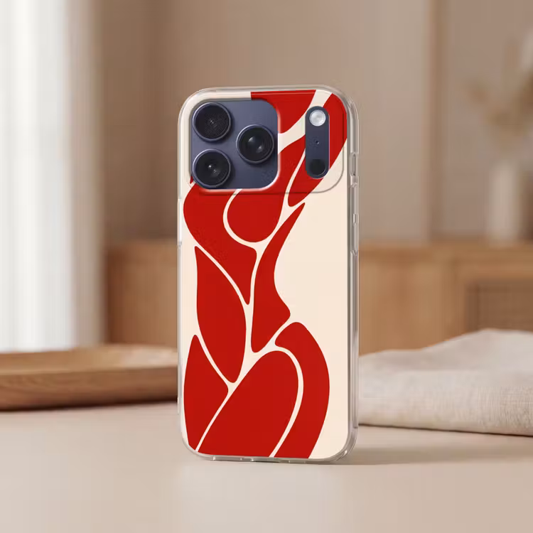 Vrouw - Figuur - Abstract - Modern - Rood Telefoonhoesje iPhone 17 Pro klein -sfeer2