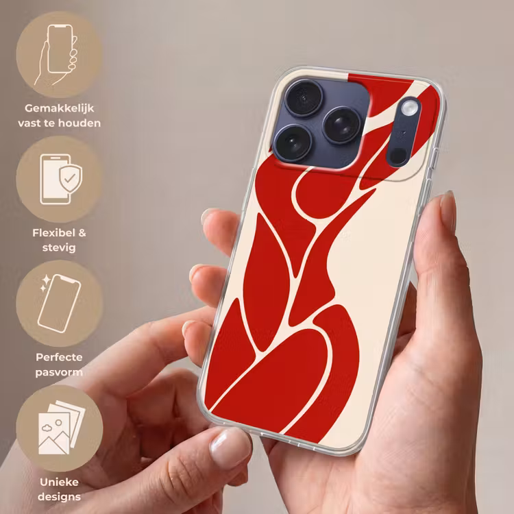 Vrouw - Figuur - Abstract - Modern - Rood Telefoonhoesje iPhone 17 Pro klein -sfeer3_NL