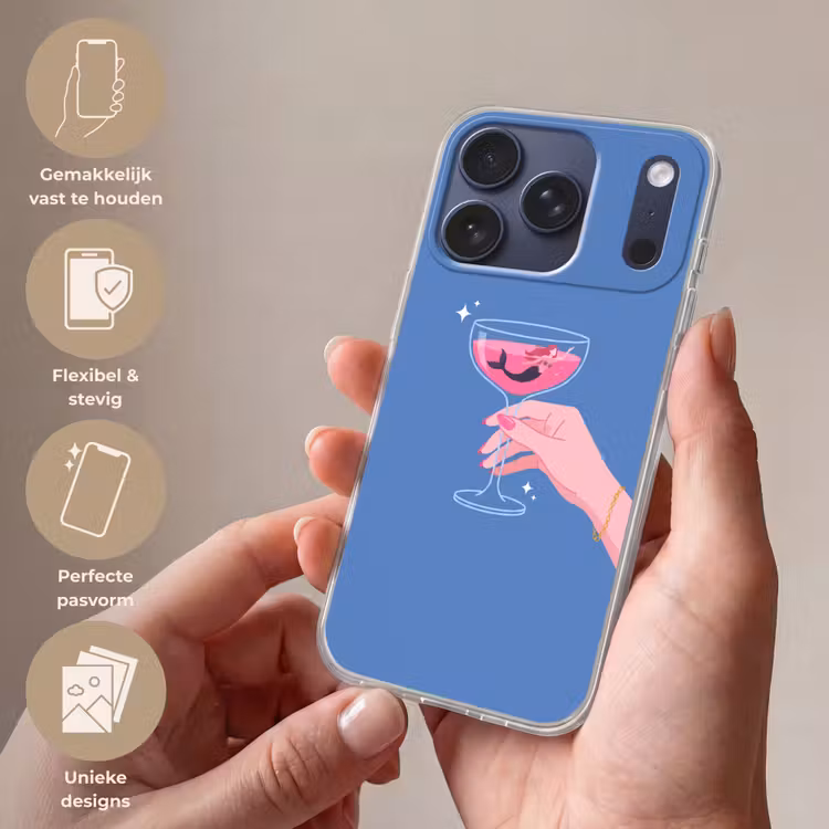 Vrouw - Glas - Abstract - Roze - Blauw Telefoonhoesje iPhone 17 Pro klein -sfeer3_NL