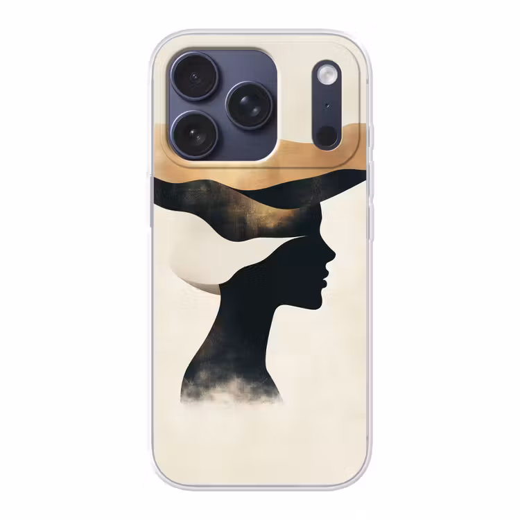 Vrouw - Golven - Zwart Telefoonhoesje iPhone 17 Pro klein -3d