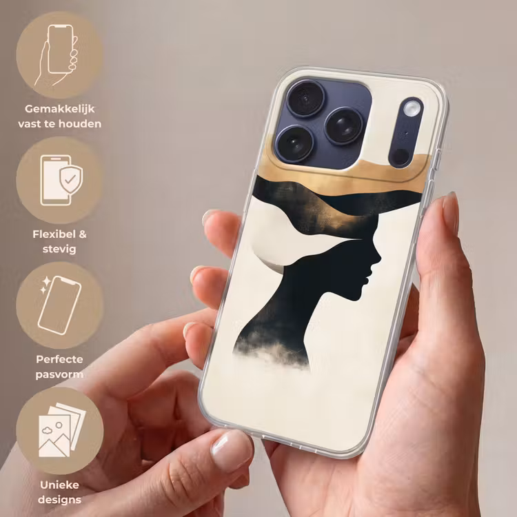 Vrouw - Golven - Zwart Telefoonhoesje iPhone 17 Pro klein -sfeer3_NL
