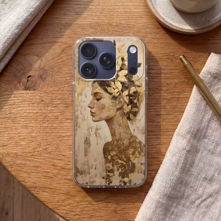 Vrouw - Goud - Abstract - Textuur Telefoonhoesje iPhone 17 Pro klein -sfeer1