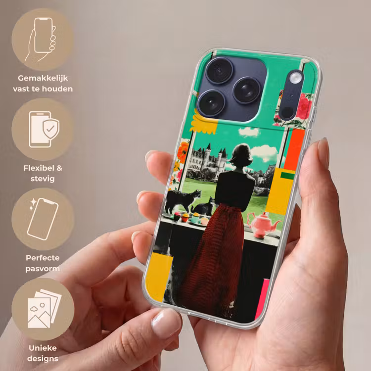 Vrouw - Keuken - Katten - Doorkijk Telefoonhoesje iPhone 17 Pro klein -sfeer3_NL