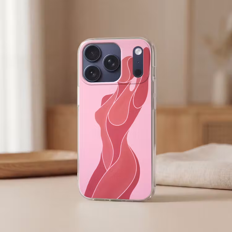 Vrouw - Lichaam - Abstract - Roze Telefoonhoesje iPhone 17 Pro klein -sfeer2