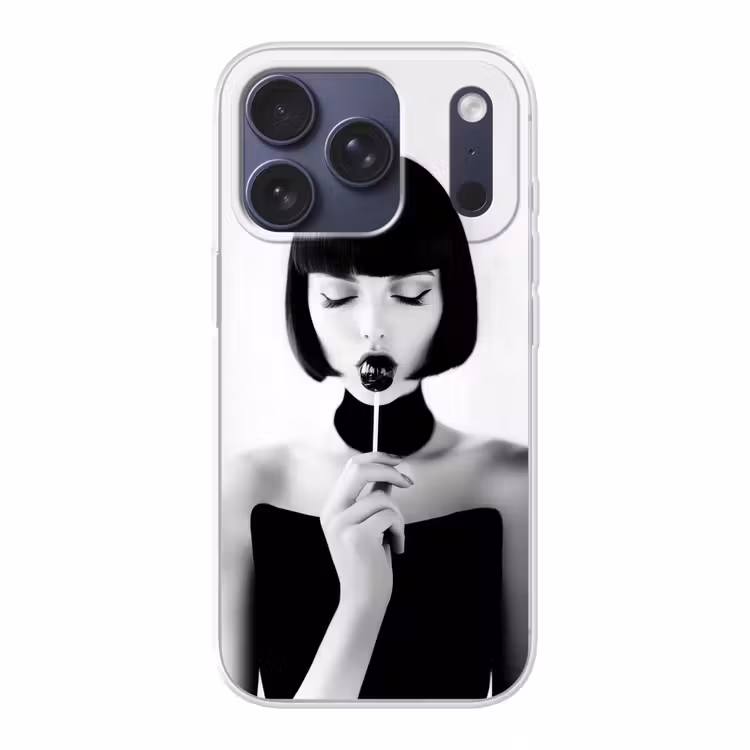 Vrouw - Lolly - Zwart - Wit Telefoonhoesje iPhone 17 Pro klein -3d