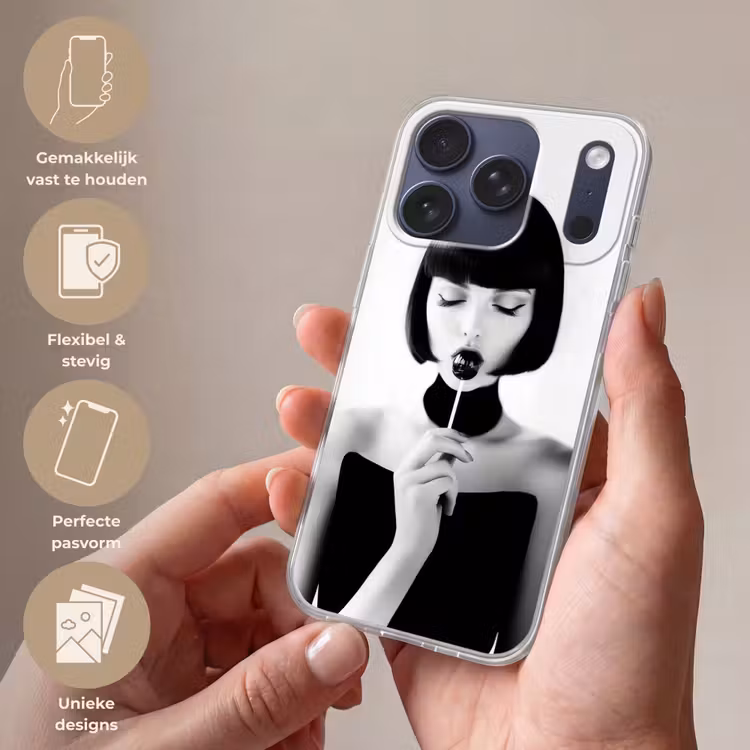 Vrouw - Lolly - Zwart - Wit Telefoonhoesje iPhone 17 Pro klein -sfeer3_NL