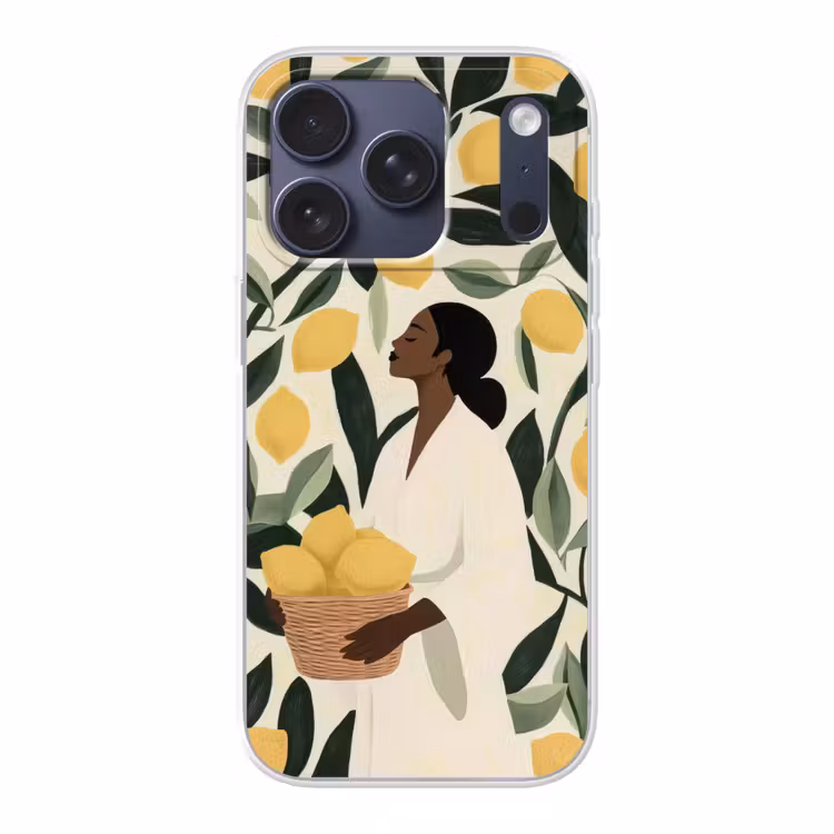 Vrouw - Mand - Citroenen - Bladeren Telefoonhoesje iPhone 17 Pro klein -3d