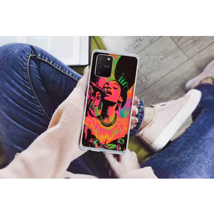Vrouw - Microfoon - Neon Telefoonhoesje Samsung Galaxy S10 Lite klein -handS10Lite