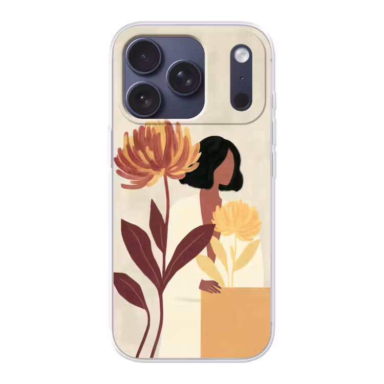Vrouw - Minimalistisch - Bloem Telefoonhoesje iPhone 17 Pro klein -3d