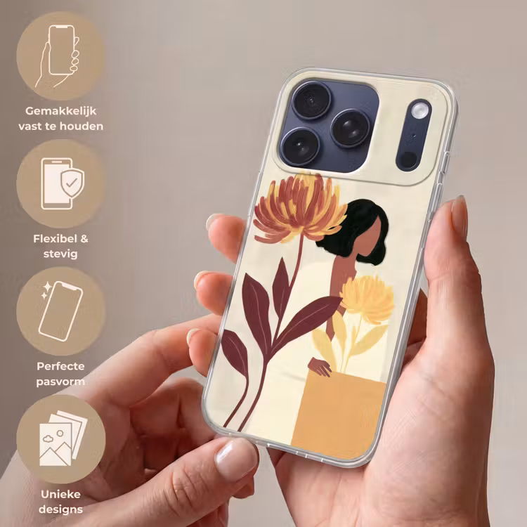 Vrouw - Minimalistisch - Bloem Telefoonhoesje iPhone 17 Pro klein -sfeer3_NL