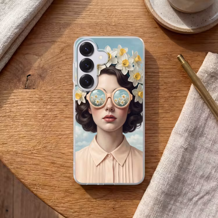 Vrouw - Narcissen - Geel Telefoonhoesje Samsung Galaxy S26 klein -sfeer1