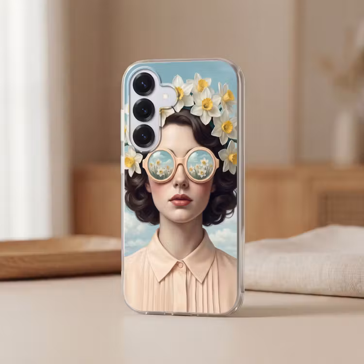 Vrouw - Narcissen - Geel Telefoonhoesje Samsung Galaxy S26 klein -sfeer2
