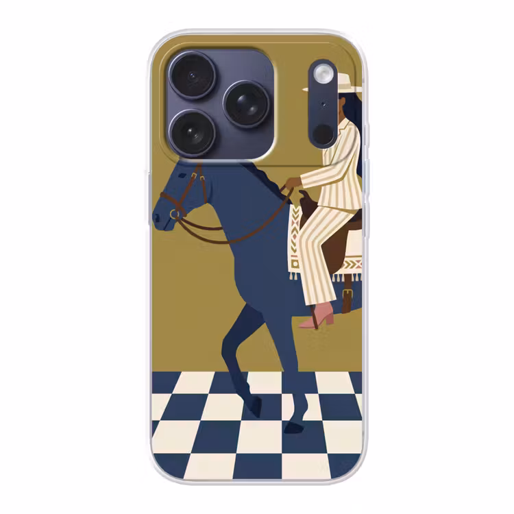 Vrouw - Paard - Rijden - Modern - Abstract Telefoonhoesje iPhone 17 Pro klein -3d