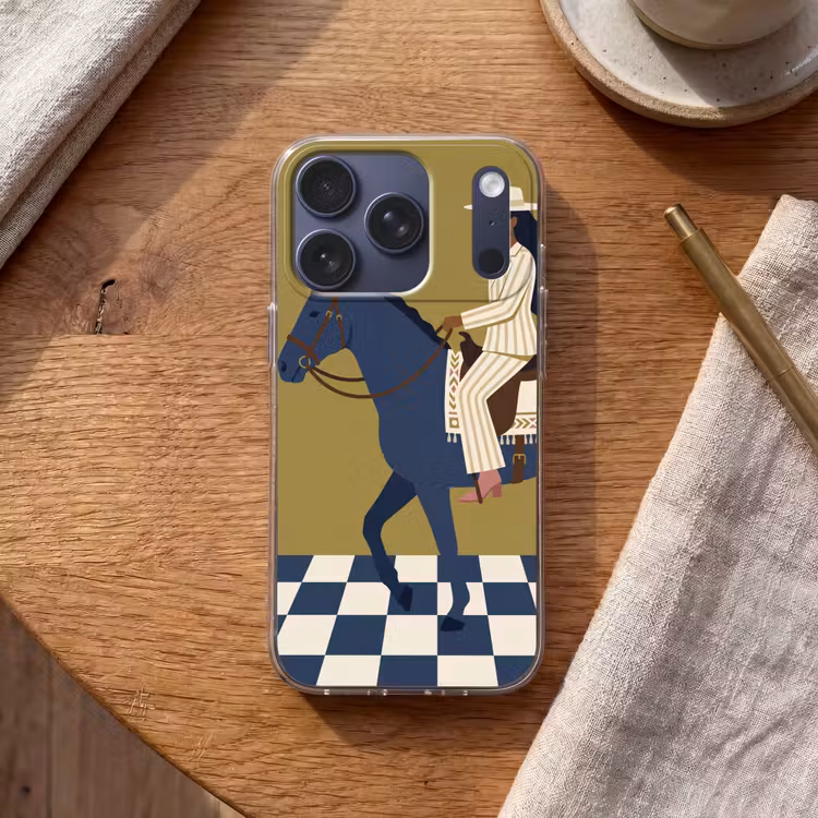 Vrouw - Paard - Rijden - Modern - Abstract Telefoonhoesje iPhone 17 Pro klein -sfeer1