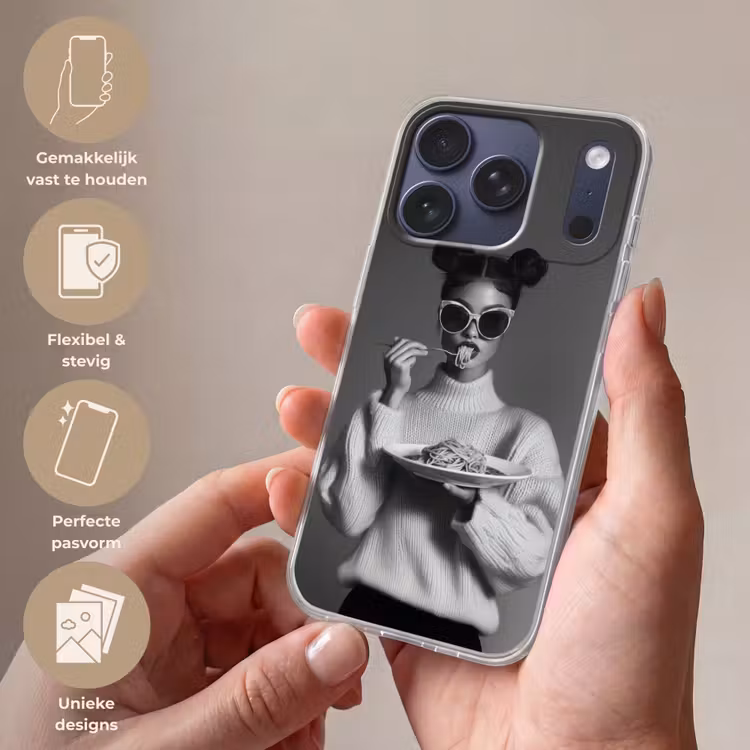 Vrouw - Pasta - Zonnebril Telefoonhoesje iPhone 17 Pro klein -sfeer3_NL