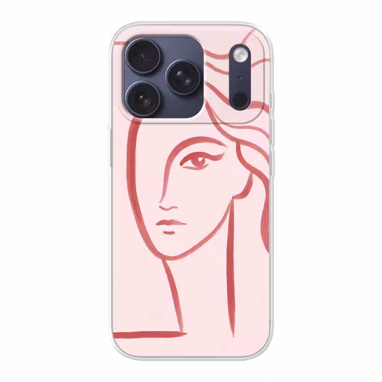 Vrouw - Portret - Abstract - Lijnkunst - Rood Telefoonhoesje iPhone 17 Pro klein -3d