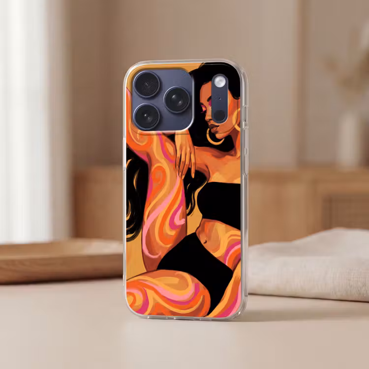Vrouw - Portret - Abstract - Modern - Kleurrijk Telefoonhoesje iPhone 17 Pro klein -sfeer2
