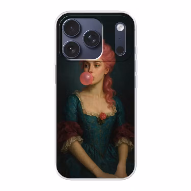 Vrouw - Portret - Kauwgombel Telefoonhoesje iPhone 17 Pro klein -3d