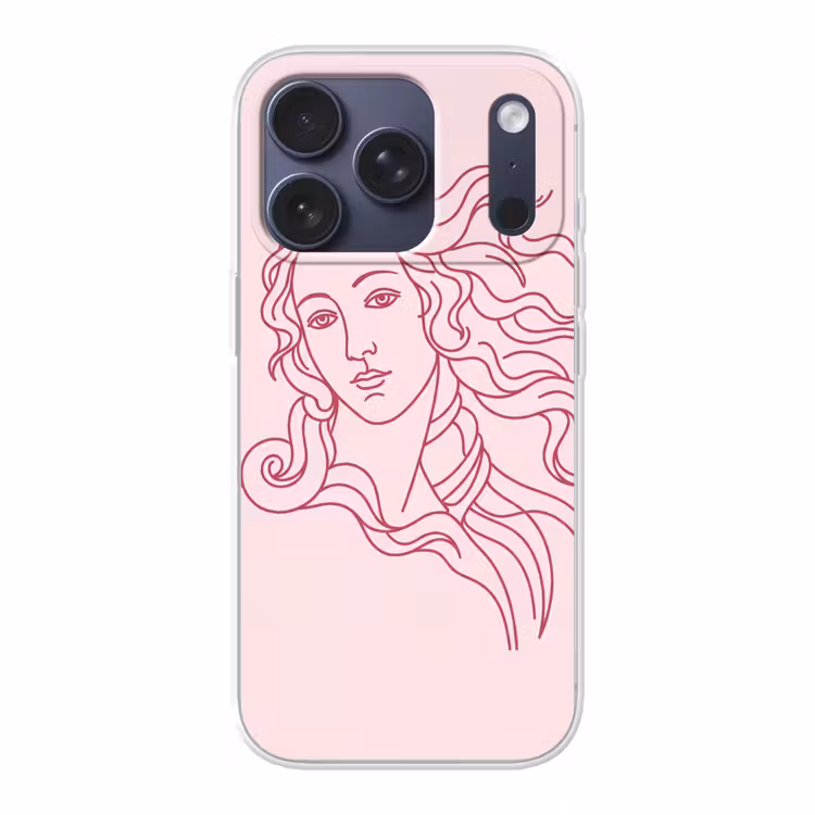 Vrouw - Portret - Klassiek - Line-art - Roze Telefoonhoesje iPhone 17 Pro klein -3d