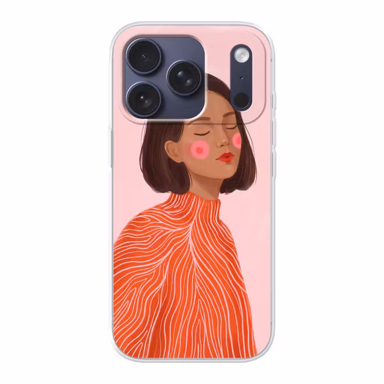 Vrouw - Portret - Modern - Kunst - Roze Telefoonhoesje iPhone 17 Pro klein -3d