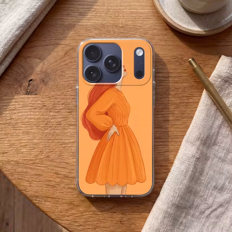 Vrouw - Profiel - Mensen - Modern - Oranje Telefoonhoesje iPhone 17 Pro klein -sfeer1