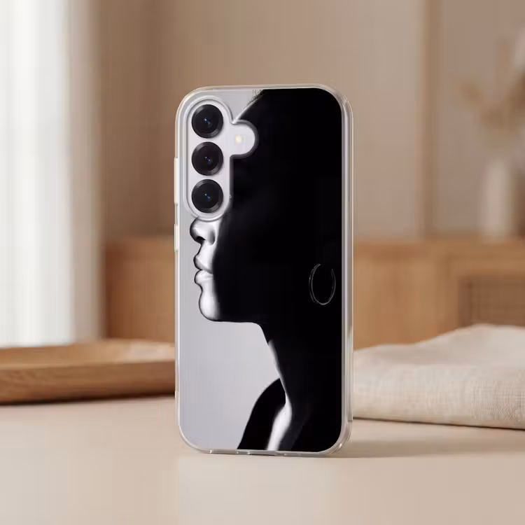 Vrouw - Profiel - Mensen - Zwart-wit Telefoonhoesje Samsung Galaxy S26 klein -sfeer2