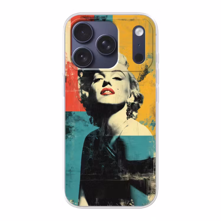 Vrouw - Rode lippen - Abstracte kleurvlakken - Popartuistraling Telefoonhoesje iPhone 17 Pro klein -3d