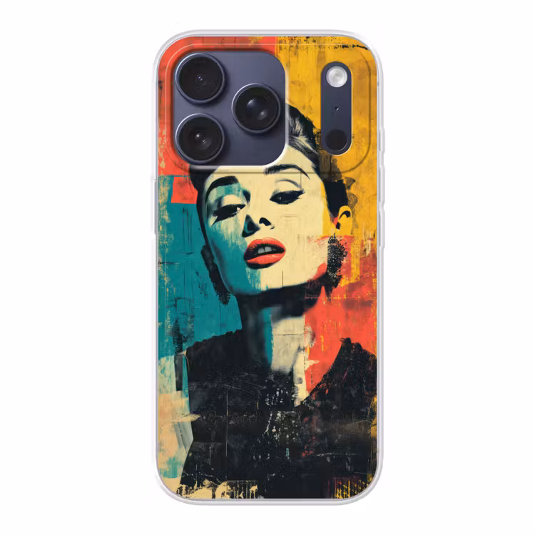 Vrouw - Rode lippen - Expressief - Grafisch Telefoonhoesje iPhone 17 Pro klein -3d