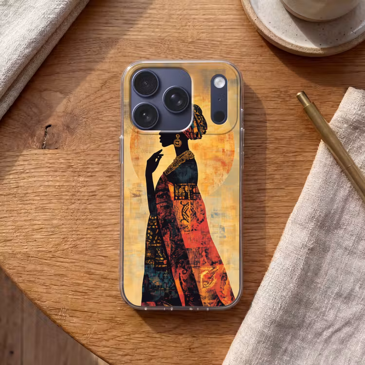 Vrouw - Silhouet - Patronen - Sierlijk Telefoonhoesje iPhone 17 Pro klein -sfeer1