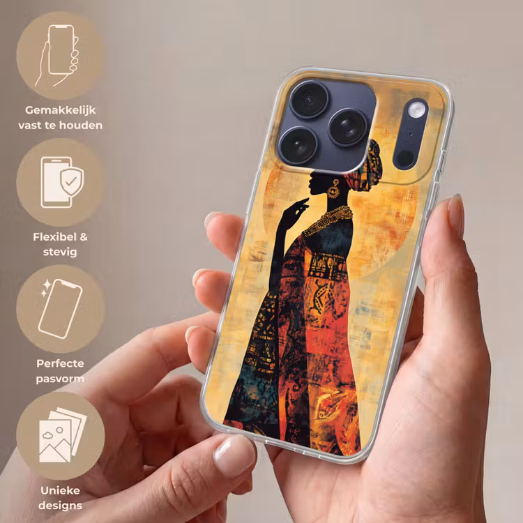 Vrouw - Silhouet - Patronen - Sierlijk Telefoonhoesje iPhone 17 Pro klein -sfeer3_NL