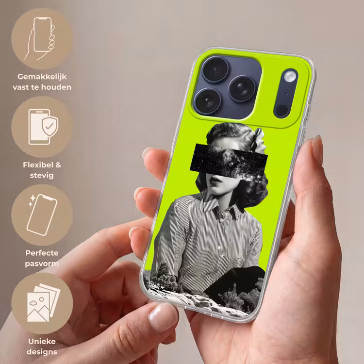 Vrouw - Sterrenhemel - Groen Telefoonhoesje iPhone 17 Pro klein -sfeer3_NL
