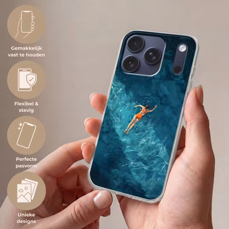 Vrouw - Water - Bikini - Oranje Telefoonhoesje iPhone 17 Pro klein -sfeer3_NL