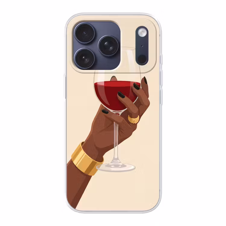 Vrouw - Wijn - Glas - Illustratie - Rood Telefoonhoesje iPhone 17 Pro klein -3d