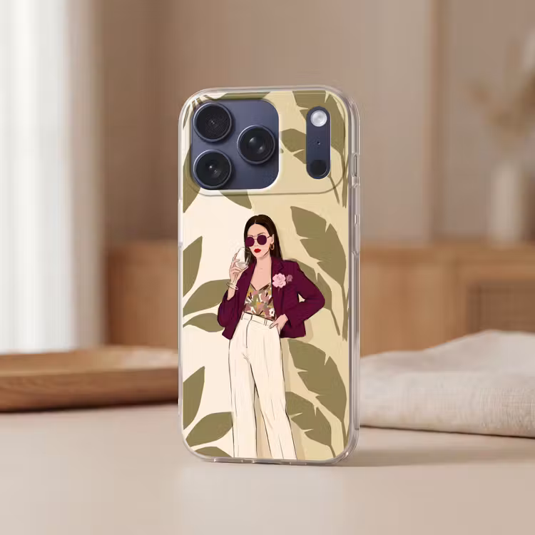 Vrouw - Wijn - Portret - Mode - Modern Telefoonhoesje iPhone 17 Pro klein -sfeer2